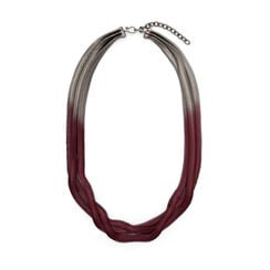 Charcoal and scarlet three strands necklace by Sarah Cavender